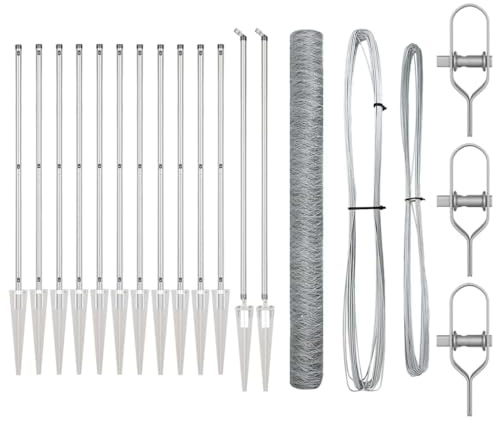vidaXL Recinzione esagonale con palo 25 x 1,5 m Acciaio zincato Rete