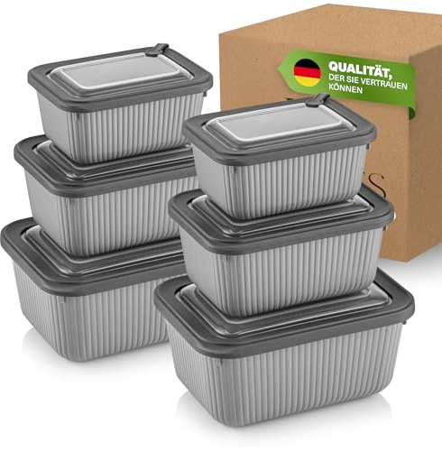 Viwares Frischhaltedosen im 6er Set mit transparentem Ventildeckel, Aufbewahrungsbehälter, Küche, stapelbar, BPA-frei, Kunststoff, Mikrowellen/Kühlschrankgeeignet, 3 Größen (650ml/1050ml/1750ml)