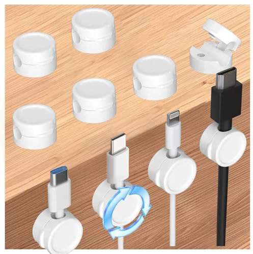 Rliocvhe 10 Pcs Magnéticos Organizador de Cables, Soporte para Cables Regalo, Clip de Cable para Escritorio/Mesitas de Noche/Cables de Carga/HDMI/USB