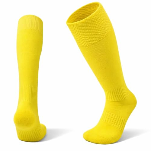 1STLY FITNESS Kids Knee High Football Rugby Hockey Socks - 1 Pair | Fits Unisex Children Small UK Shoe Size 1-6 (EU32-37). Breathable, stay-up ribbed cuffs. Plain solid team school colours.