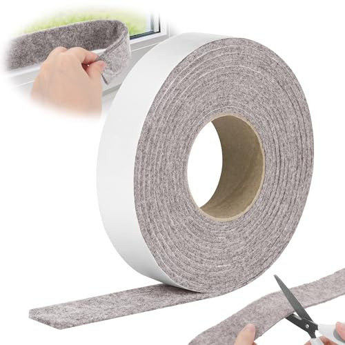 Hejo Filzstreifen Fenster Kondensationsabsorber, 5m x 4cm Filzband Selbstklebend Anti Kondenswasser Fenster, Anti Condensation Feuchtigkeitsabsorber für Glasfenster Oder Stühle Möbel(Beige)
