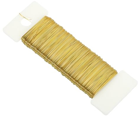 QUARKZMAN 0.35mm Calibre 27 Alambre Floral Metálico Color Dorado Alambre | 38 Yardas/115 Pies, Flexible Y Delgado, Para Manualidades Coronas Navideñas Arreglos Florales Bodas