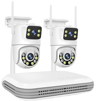 Smar Wireless CCTV System WiFi Camera Kit 6MP IP Cameras With Dual Lens Security Audio 8CH NVR Video Surveillance Set(None,8CH NVR and 2 Cam)