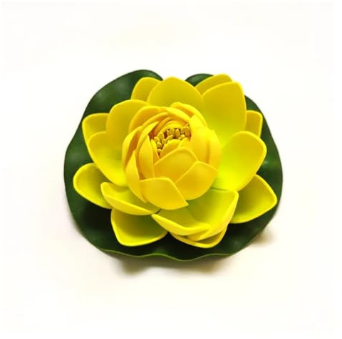 FJQFHH Flor de Loto Artificial, Lirio De Agua Flotante Artificial 10CM(10cm Yellow)