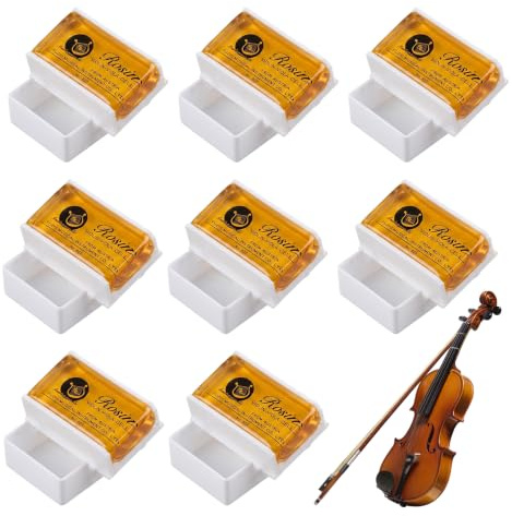 8er Set Bogenharz für Streichinstrumente, Natürliches Kolophonium für Violine, Viola und Cello, staubarm, mit praktischer Aufbewahrungsbox, Zubehör für Geige, Bratsche und Violoncello