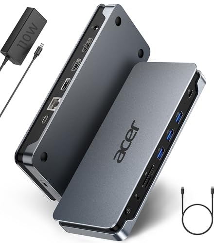 Acer 13-in-1 Laptop Docking Station, USB-C 3 Display Docking (2 HDMI+1 DP)