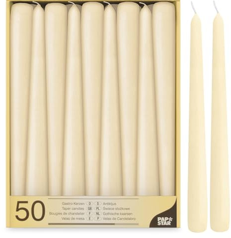 Papstar 50 Leuchterkerzen Ø 2.2 x 25 cm, champagner