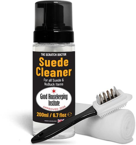 The Leather Clinic Suede & Nubuck Cleaner Foam 150ml for Shoes, Boots, Sandals, Trainers | Clean & Protect Dirt & Stains | Includes 3 Sided Suede Brush & Cleaning Cloth
