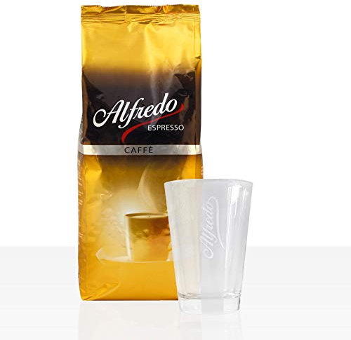 Darboven Alfredo Caffè Creme 1kg Kaffeebohnen + Alfredo Latte Macchiato Glas