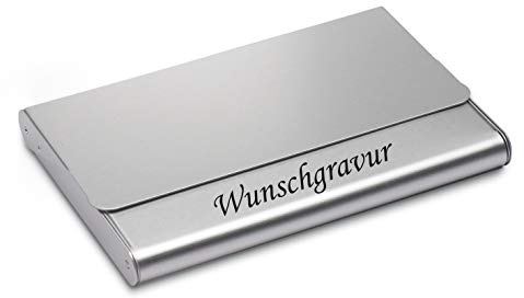 Visitenkartenetui Visitenkartenbox mit Gravur graviert Aluminium Silber