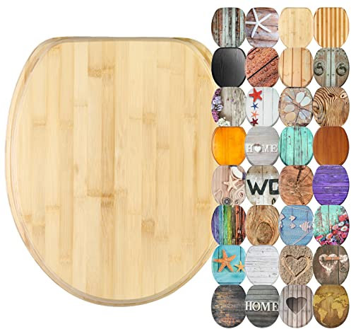 Sanilo WC Sitz mit Absenkautomatik, viele schöne Holz Toilettendeckel zur Auswahl, hochwertige und stabile Qualität (Bambus)