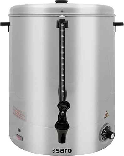 SARO Glühweinkocher/Heißwasserspender – 40 L – Edelstahl – Sicherheitszapfhahn – Temperatur 30–110 °C – 2,4 kW – Modell HOT DRINK MAXI