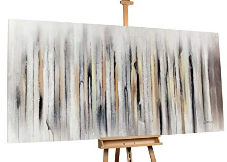 KunstLoft® XXL Gemälde 'Holz vor Holz' 200x100cm | original handgemalte Bilder | Abstrakt Modern Striche Braun Grau | Leinwand-Bild Ölgemälde einteilig groß | Modernes Kunst Ölbild
