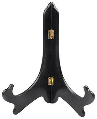 Unknown Wooden display for folding Easel Stands Bowl Plate Holder Book Rack, 7 Sizes , Black, 8inch