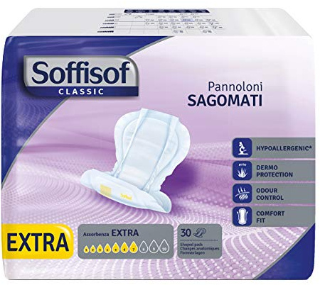 Soffisof Air Dry Protection Anatomique Extra - 30x Couche Adulte Incontinence - Absorption 7 Gouttes, Couches Adultes Femme et Homme - Paquet Individuel