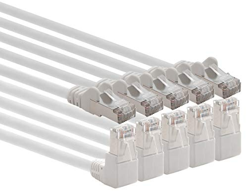 1aTTack.de 366193 Cat.6 Netzwerkkabel Winkel 90 Grad 2m - weiß - 5 Stück - Cat6 Patchkabel (SFTP PIMF) 1000Mbit/s Rj 45 Stecker - 5 x 2m Meter weiß