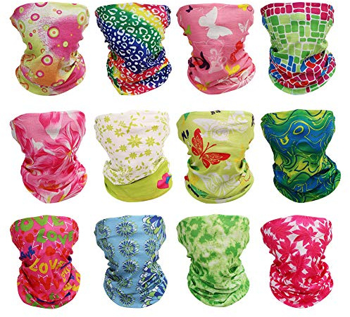 Guifier Multifunktionell Duk Ansiktsmask Bandanas, Huvudduk Pannband, Motorcykel Huvudbonad UV Motstånd för Yoga, Löpning, Vandring, 12 Stycken