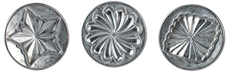 Nordic Ware Pretty - Stampi per biscotti pieghettati, in alluminio pressofuso argentato, con manici in legno, grigio, 3 pezzi