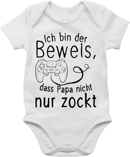 Shirtracer - Baby Body Kurzarm - Geschenk zum Vatertag - Ich bin der Beweis dass Papa nicht nur zockt