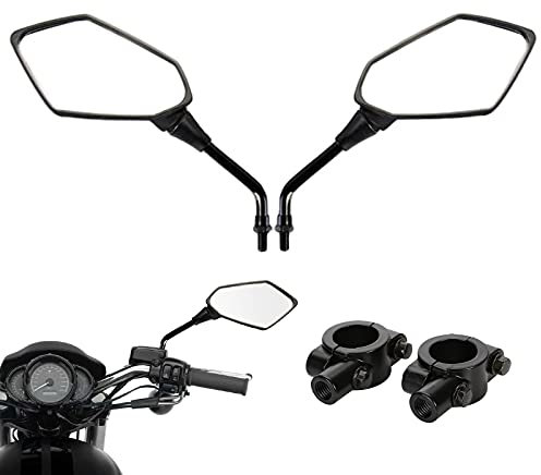 SacJkt Universal Motorcycle Mirrors, Metal Handlebar End Mirror, 1 Pair ABS Plastic Motorcycle Mirrors with Mirror Mount, for Scooter Sport Bike (Black)