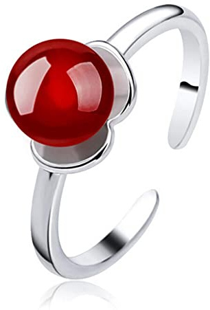 HCMA Bague réglable en Argent 925 Rouge Blanc Noir Fleur de Perle simulée Meilleur Cadeau de fête des mères pour Maman