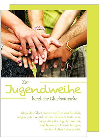 Edition Seidel exklusive Premium Karte zur Jugendweihe mit Umschlag. Glückwunschkarte Grusskarte Jugendweihe einzelne eine Karte Junge Mädchen Karte (JW111 SW022)