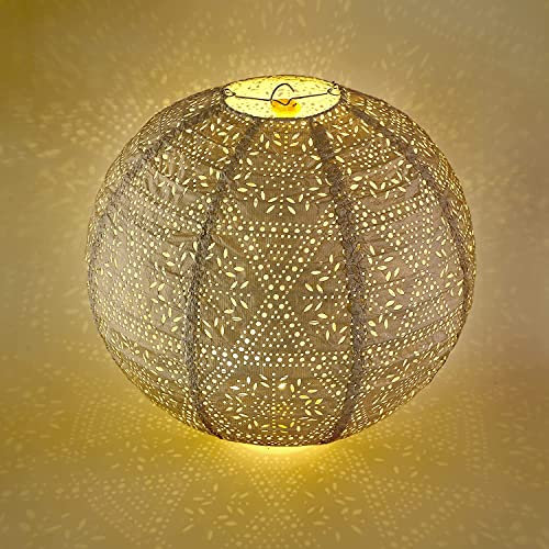 LEMESO Lampenschirm Hohle Weiß Lampion runde Papierlaterne Classic Style Lampenschirm Deko für Party Taufe Garten Hochzeit Dekoration 30 cm