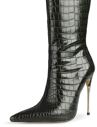 Microfibre Fashion Over-Knee Boots Lace Zip Stiletto with High Heel Handmade Overknee Boots for Women Large Size z846bs, black, 5 US