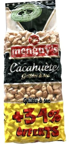Menguy's – Cacahuetes tostados en seco, 410 g + 34% gratis – 4 unidades