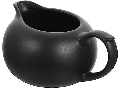 SOLUSTRE Pichet à Lait Céramique Noir Moyen Crémier Léger Pour Lait Et Crème Pour Bar à Café Et Service Thé Design Créatif Et Surface Lisse