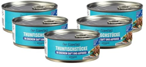 by Amazon Thunfischstücke in eigenem Saft und Aufguss, 145g (1er-Pack) (Packung mit 5)