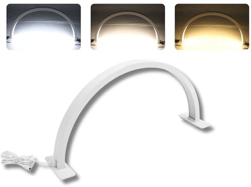 Dpofirs Lampada Scrivania Professionale a Mezzaluna 25 W per Unghie, Lampada di Bellezza per Ciglia a Luce LED Dimmerabile 3000K‑6500K, Luce per Manicure Tavolo a LED per Salone