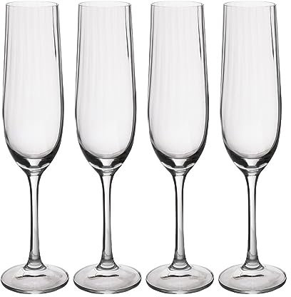Mikasa Treviso Copas de cristal, 190 ml, juego de 4 sin plomo, copas de champán con efecto ondulado para celebraciones