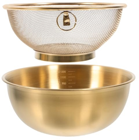 UPKOCH Passoire En Acier Inoxydable 2 Pièces Panier À Mailles Fines Égouttoir Pour Cuisine Lavage Fruits Légumes Riz Bassin Compact 7.1