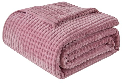 EMME Kuscheldecke Flauschige - 3D-Touch-Erlebnis 150x200cm Fleecedecke, Weiche Warme Wolldecke Überwurfdecke, Couchdecke, Decke für Sofa, Tagesdecke, Wohndecke, Grau Lila