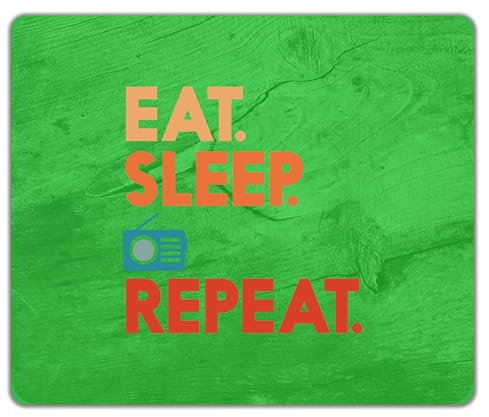 Shopagift Eat Sleep Radio Mouse Mat Pad Broadcasting Broadcast Station 24cm x 19cm