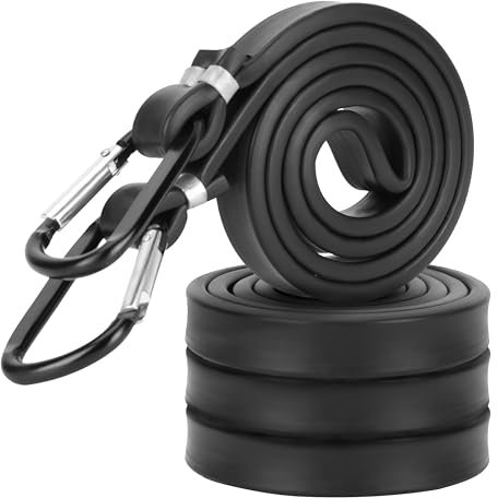 Belle Vous Black Bungee Cords/Tensioning Straps with Carabiner Hooks (4 Pack) - Elastic Heavy-Duty Cords for Fixing Luggage, Tent, Camping & Bicycles