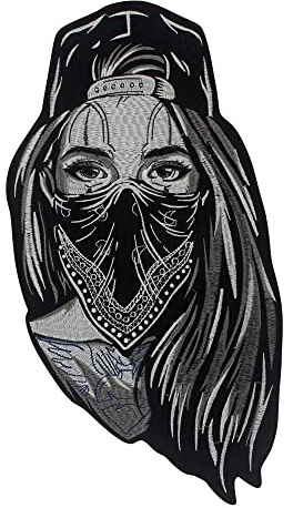 Apliques bordados para planchar en velo, diseño de chica de belleza, parches bordados para decoración de ropa de motociclista