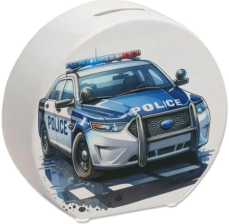 Polizeiauto mit Blaulicht Spardose Polizeiauto Spardose Einsatzfahrzeug Streifenwagen mit Signallicht - Polizeifahrzeug Auto Geld