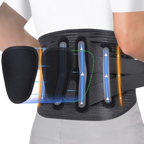 Fiohiros Back Support Belt for Lower Pain Relief, Back Brace with Lumbar Pad for Men & Women, Adjustable Support Belt for Sciatica, Herniated Disc, Scoliosis, Heavy Lifting XL
