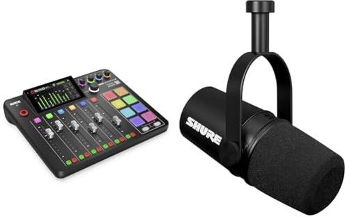 RØDE RØDECaster Pro II All-in-One Production Solution for Podcasting, Streaming, Music Production & Shure MV7X XLR Podcast Microphone - Pro Quality Dynamic Mic for Podcasting & Vocal Recording