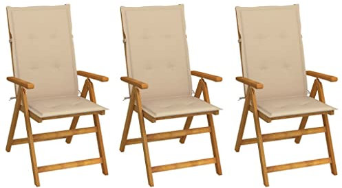 Sufrk Klappbare Gartenstühle 3 STK. mit Auflagen TerrassenstüHle CampingstüHle Set Klappbar StüHle FüR DraußEn BalkonstüHle Massivholz Akazie - 3064092