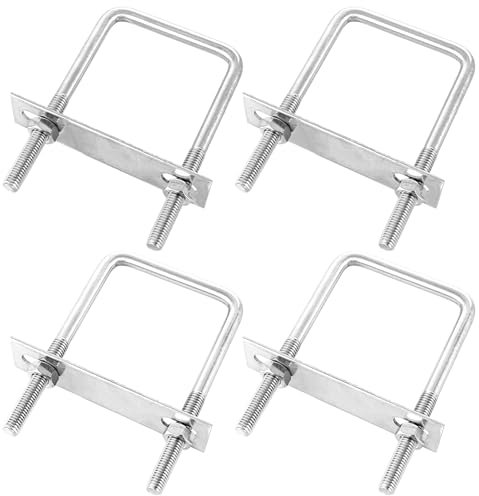 JMIATRY 4 Stück U Bügel mit Gewinde M8 Bügelschraube, U Bolzen 70x110mm für Zaunpfosten, Rohr Befestigung, Auto Abschleppen