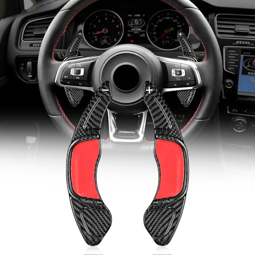 T-carbon Real Carbon Fiber Paddle Shifter Extension Cover Compatible with Volkswagen Golf 7 MK7 GTD GTE GTI R-Line POLO GTI Scirocco Sagitar GLI 2013-2019 Steering Wheel Paddle Shift Cover(Black)