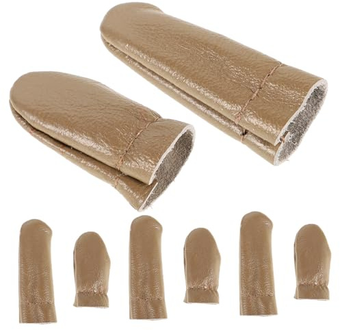 TOPPERFUN Leder Fingerschutz für Nähen und Filzen, 4 Stück Braun | Kompakt und Leicht, Simple Elegante Ausführung, Nähzubehör für Bastelarbeiten und Werkzeugbedarf Zufällige Farbe