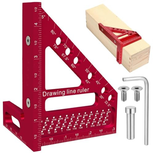 CHmiss Ángulo de Inglete 3D,Herramientas de Medición de Carpintería,22.5°-90°,Precisión Escuadra de Carpintero,Herramientas de Medición de Ángulo de Carpintero 3D,para Ingenieros,Carpinteros
