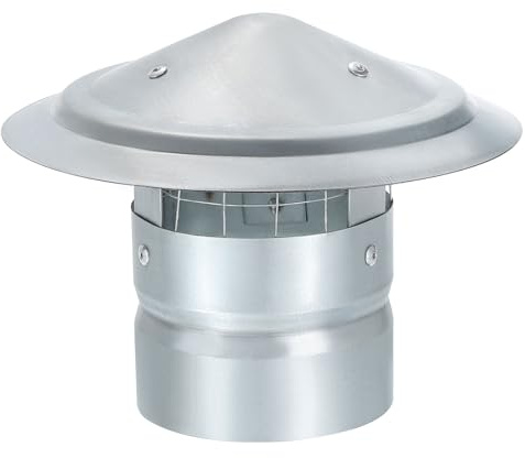 YOKIVE 1 Pcs 4-Inch Round Chimney Cap, Galvanized Iron Cone Top Chimney Cap with Screen | Stove Pipe Cap Stovepipe Finial Great for Outside Vent Flue Roof (L 6.69In)
