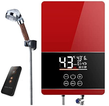 Tankless Water Heater Remote Control 6050W Instant Electric Thermostat Hot Water Heater Smart Touch Fast Heating Faucet Tap Tankless Bathroom Shower Under Sink Kitchen Household(6050W 6 key thermostat
