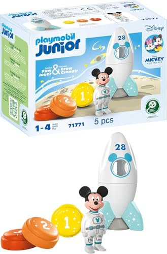 Playmobil JUNIOR & Disney | Mickey Mouse Rocket & Space Adventure | Sustainable toy from 1 year | Gift for toddlers | Encourages imagination & first learning | 71771
