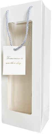HANSWARE Wein-Geschenktüten mit Griffen, transparentes Fenster, Weintüten für Weinflaschen, Geschenke, Weintragetaschen, Papiertüten für Valentinstag, Hochzeit, Ostern, Weihnachten, Babyparty,